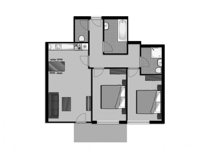 Beispielskizze: Appartement 3B im Freja Obertauern