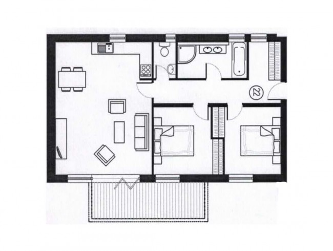 Beispielskizze: Appartement Steinadler Obertauern - Typ 3A für 4 bis 5 Personen