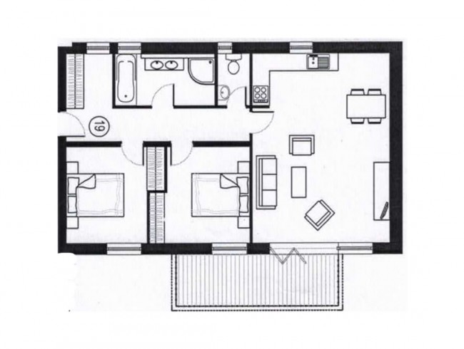 Beispielskizze: Appartement Steinadler Obertauern - Typ 3A für 4 bis 5 Personen