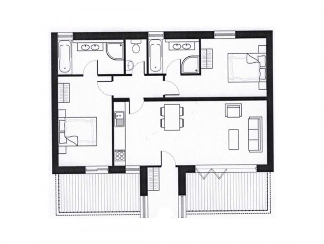 Beispielskizze: Appartement Steinadler Obertauern - Typ 3B für 4 bis 6 Personen