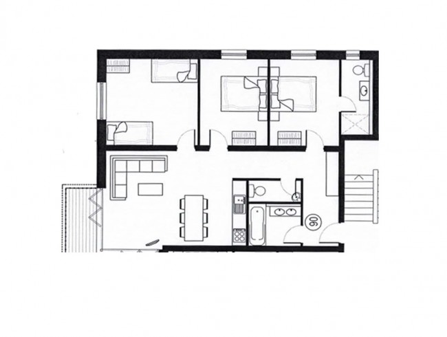Beispielskizze: Appartement Steinadler Obertauern - Typ 4A/4B für 4 bis 8 Personen