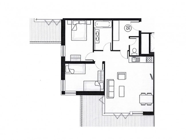 Beispielskizze: Appartement Steinadler Obertauern - Typ 3A für 4 bis 5 Personen