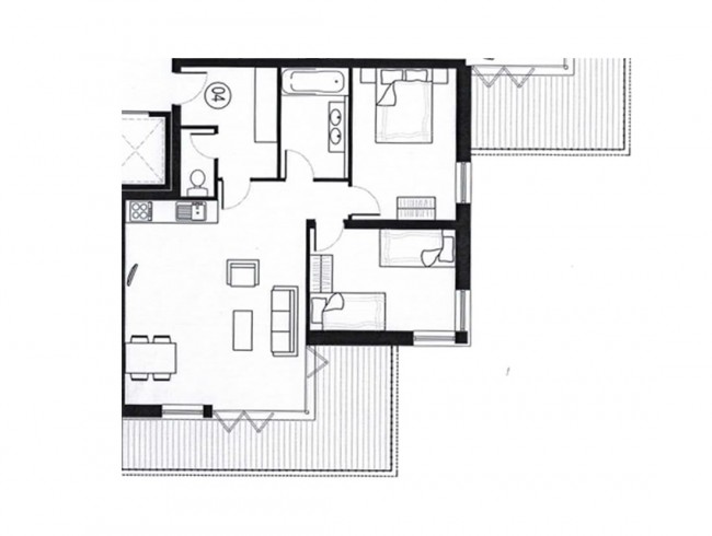 Beispielskizze: Appartement Steinadler Obertauern - Typ 3A