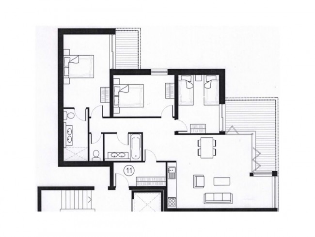 Beispielskizze: Appartement Steinadler Obertauern - Typ 4A/4B für 4 bis 6 Personen